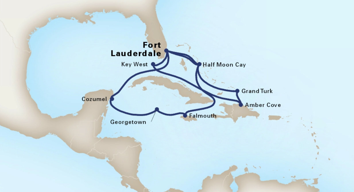 Route caribische cruise Holland America Line MS Oosterdam 2019